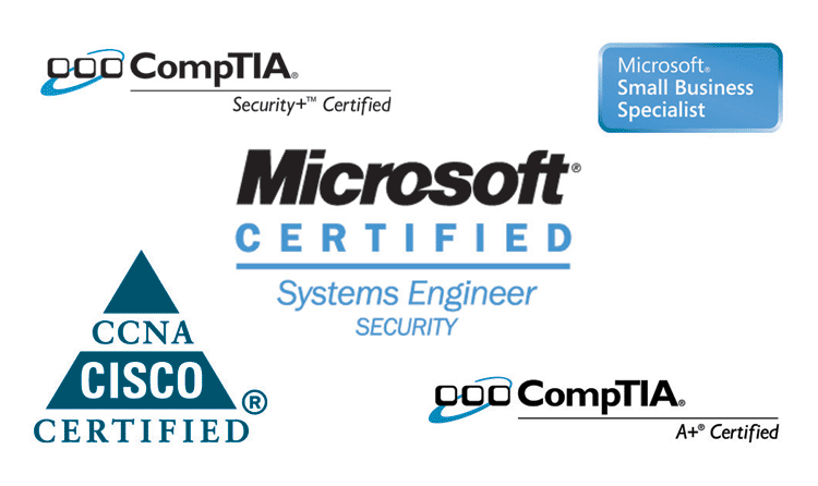 MCSE, MCSA, MCP, A+, Security +, CCNA